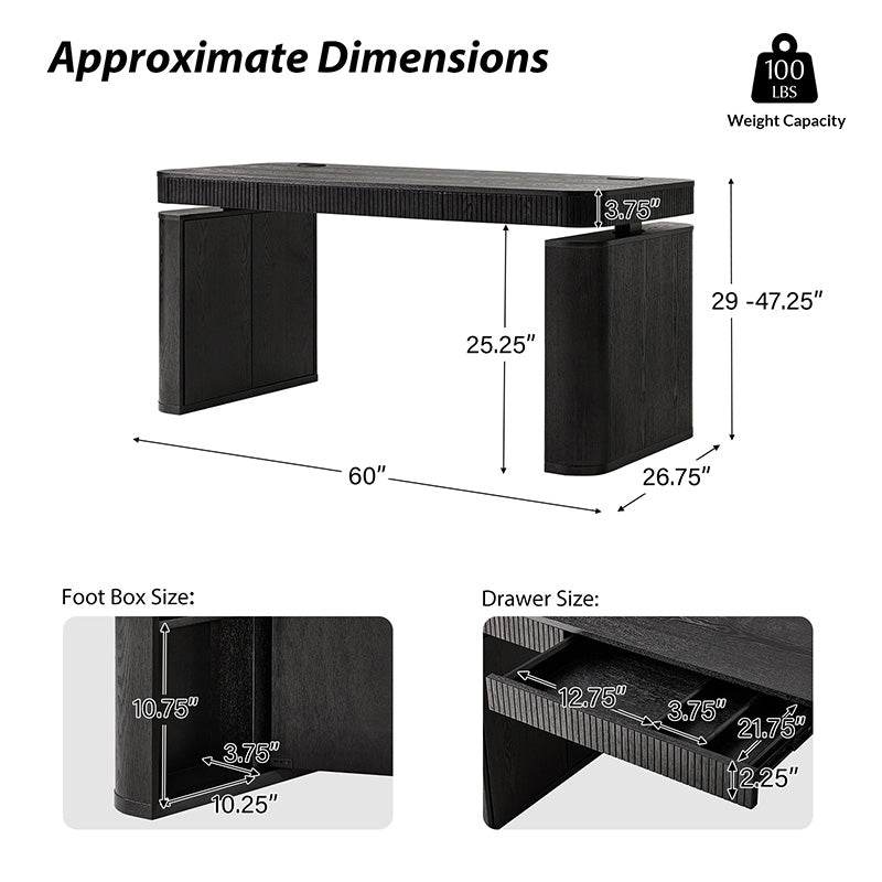 Baggio Modern Electric Adjustable Standing Desk with Cable Management
