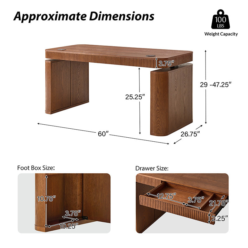 Baggio Modern Electric Adjustable Standing Desk with Cable Management