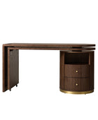 Modern Fluted L shaped  360 Rotating Wooden Office Desk