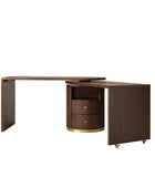 Modern Fluted L shaped  360 Rotating Wooden Office Desk