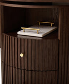 Modern Fluted L shaped  360 Rotating Wooden Office Desk