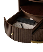 Modern Fluted L shaped  360 Rotating Wooden Office Desk