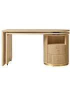 Modern Fluted L shaped  360 Rotating Wooden Office Desk