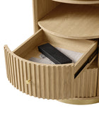 Modern Fluted L shaped  360 Rotating Wooden Office Desk