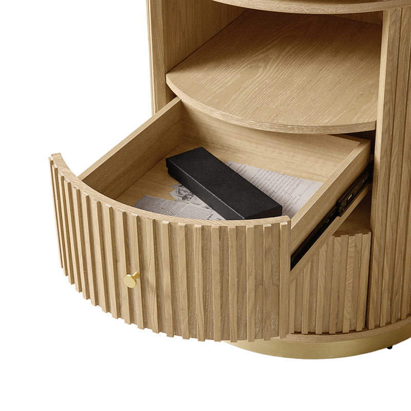 Modern Fluted L shaped  360 Rotating Wooden Office Desk