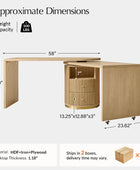 Modern Fluted L shaped  360 Rotating Wooden Office Desk