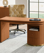 Modern Fluted L shaped  360 Rotating Wooden Office Desk