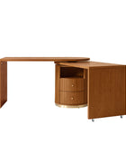 Modern Fluted L shaped  360 Rotating Wooden Office Desk