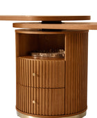 Modern Fluted L shaped  360 Rotating Wooden Office Desk