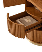 Modern Fluted L shaped  360 Rotating Wooden Office Desk