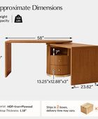 Modern Fluted L shaped  360 Rotating Wooden Office Desk