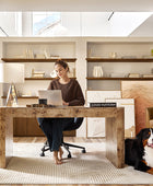 Poplar Burl Desk in Natural Modern Style