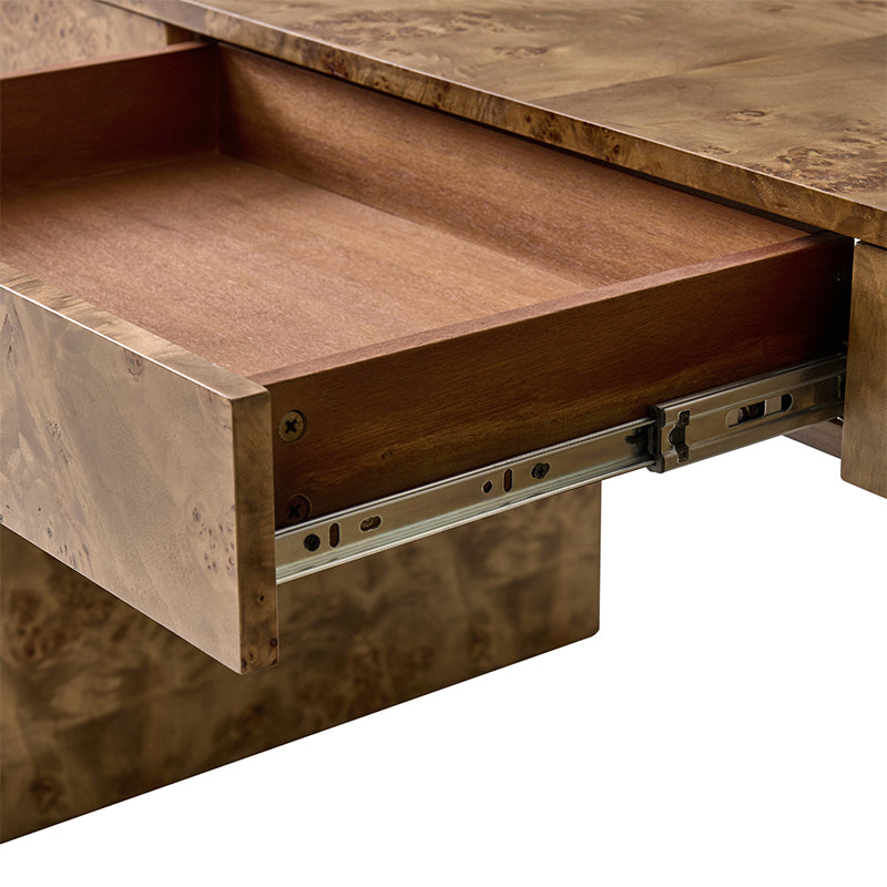 Poplar Burl Desk in Natural Modern Style