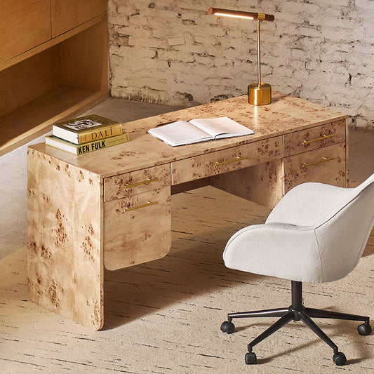 Burl Wood Desk with Timeless Modern Appeal