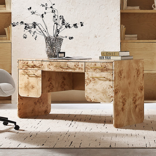 Burl Wood Desk with Timeless Modern Appeal