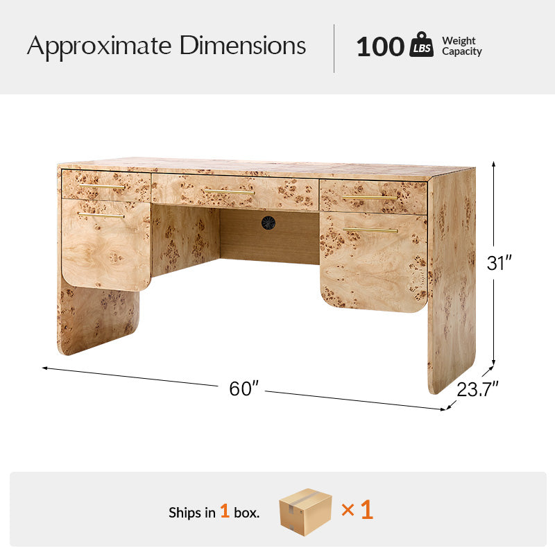 Burl Wood Desk with Timeless Modern Appeal