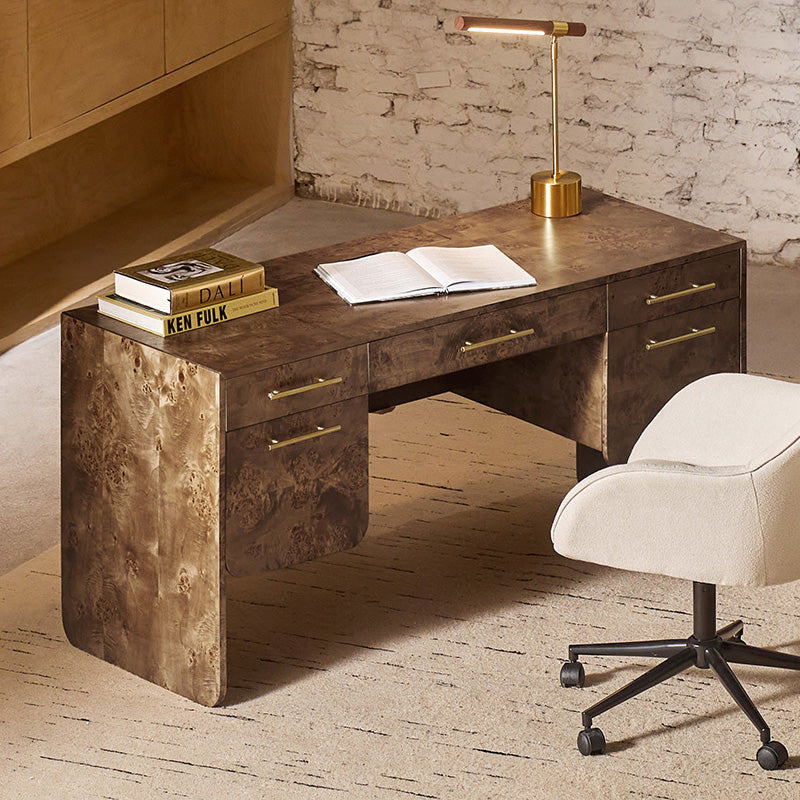 Burl Wood Desk with Timeless Modern Appeal