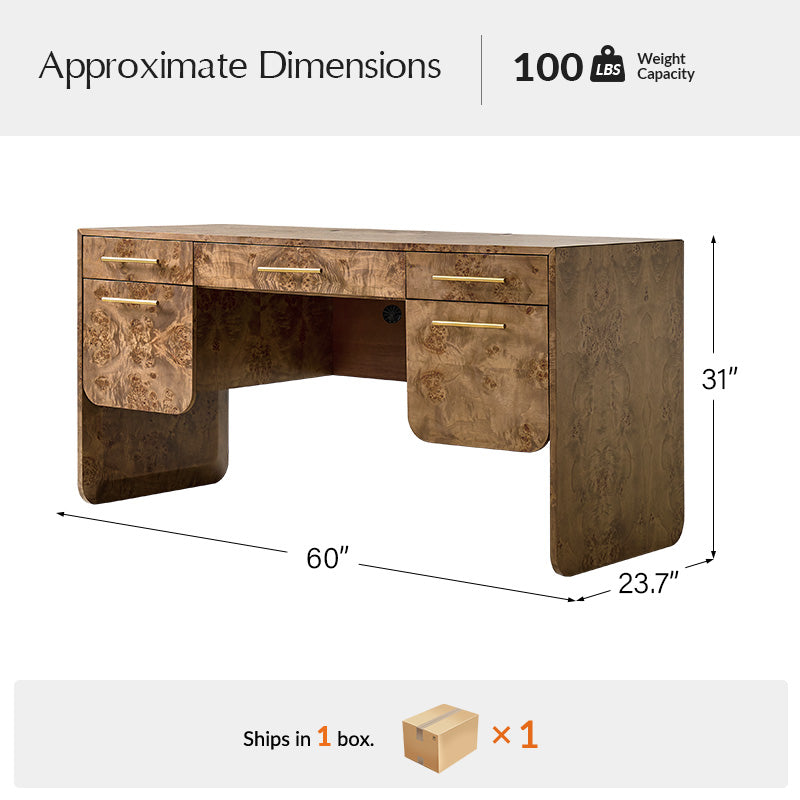 Burl Wood Desk with Timeless Modern Appeal