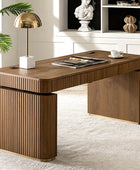 Alina Fluted Design Electric Height-Adjustable Desk with Drawers