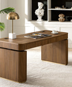 Alina Fluted Design Electric Height-Adjustable Desk with Drawers