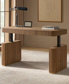 Alina Fluted Design Electric Height-Adjustable Desk with Drawers