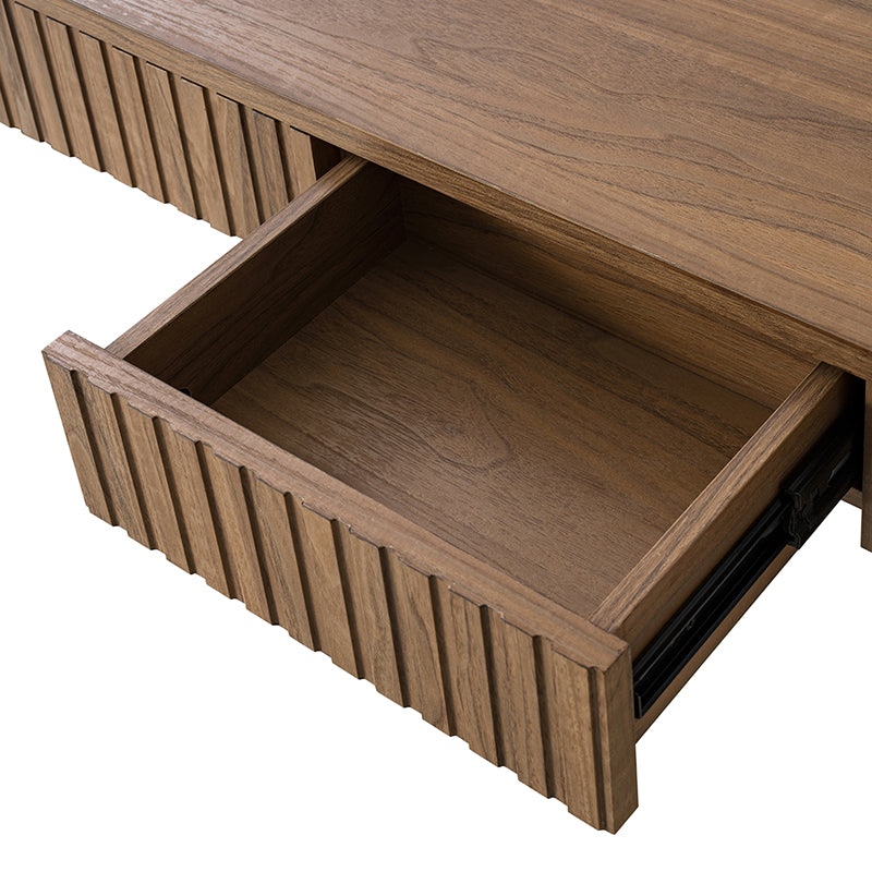 Alina Fluted Design Electric Height-Adjustable Desk with Drawers