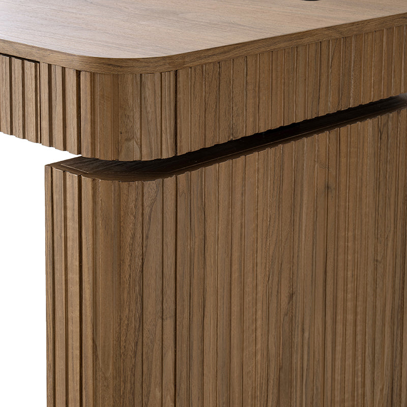 Alina Fluted Design Electric Height-Adjustable Desk with Drawers