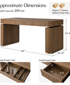 Alina Fluted Design Electric Height-Adjustable Desk with Drawers