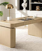 Alina Fluted Design Electric Height-Adjustable Desk with Drawers