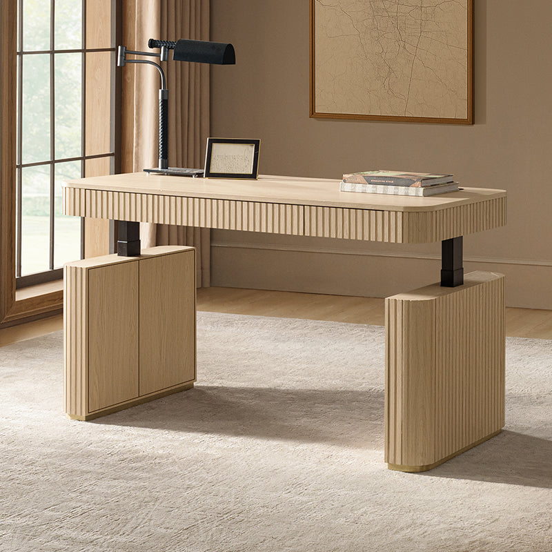Alina Fluted Design Electric Height-Adjustable Desk with Drawers