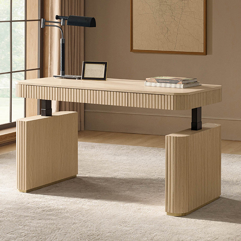 Alina Fluted Design Electric Height-Adjustable Desk with Drawers