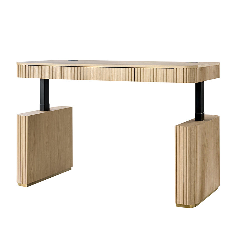 Alina Fluted Design Electric Height-Adjustable Desk with Drawers