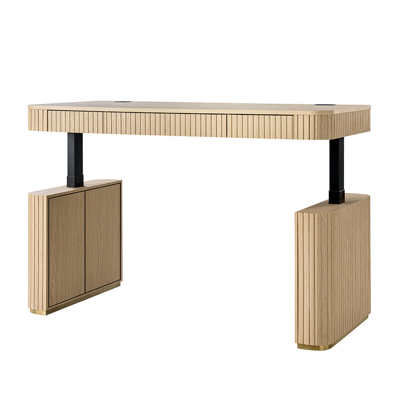 Alina Fluted Design Electric Height-Adjustable Desk with Drawers