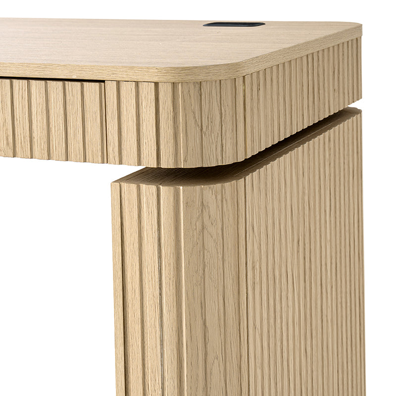Alina Fluted Design Electric Height-Adjustable Desk with Drawers