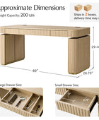 Alina Fluted Design Electric Height-Adjustable Desk with Drawers