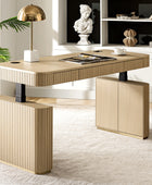 Alina Fluted Design Electric Height-Adjustable Desk with Drawers