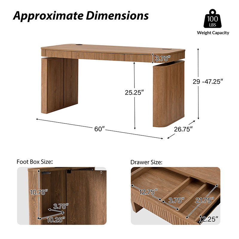Baggio Modern Electric Adjustable Standing Desk with Cable Management