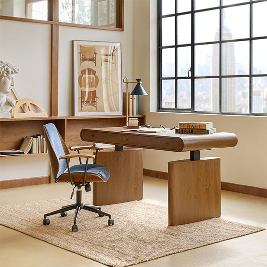 Louise Mid-century Modern Electric Adjustable Office Desk with Wireless Charging