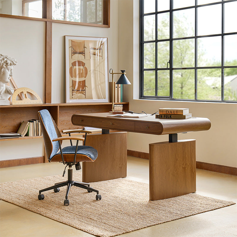 Louise Mid-century Modern Electric Adjustable Office Desk with Wireless Charging