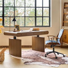 Louise Mid-century Modern Electric Adjustable Office Desk with Wireless Charging