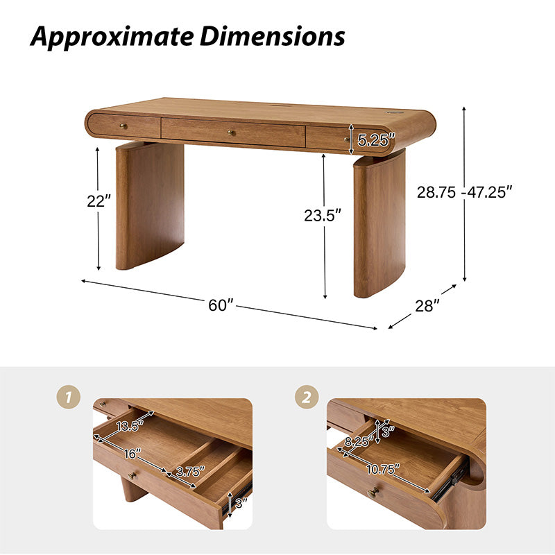 Louise Mid-century Modern Electric Adjustable Office Desk with Wireless Charging