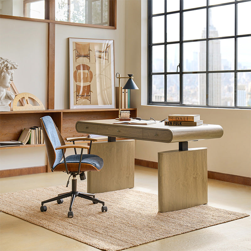 Louise Mid-century Modern Electric Adjustable Office Desk with Wireless Charging