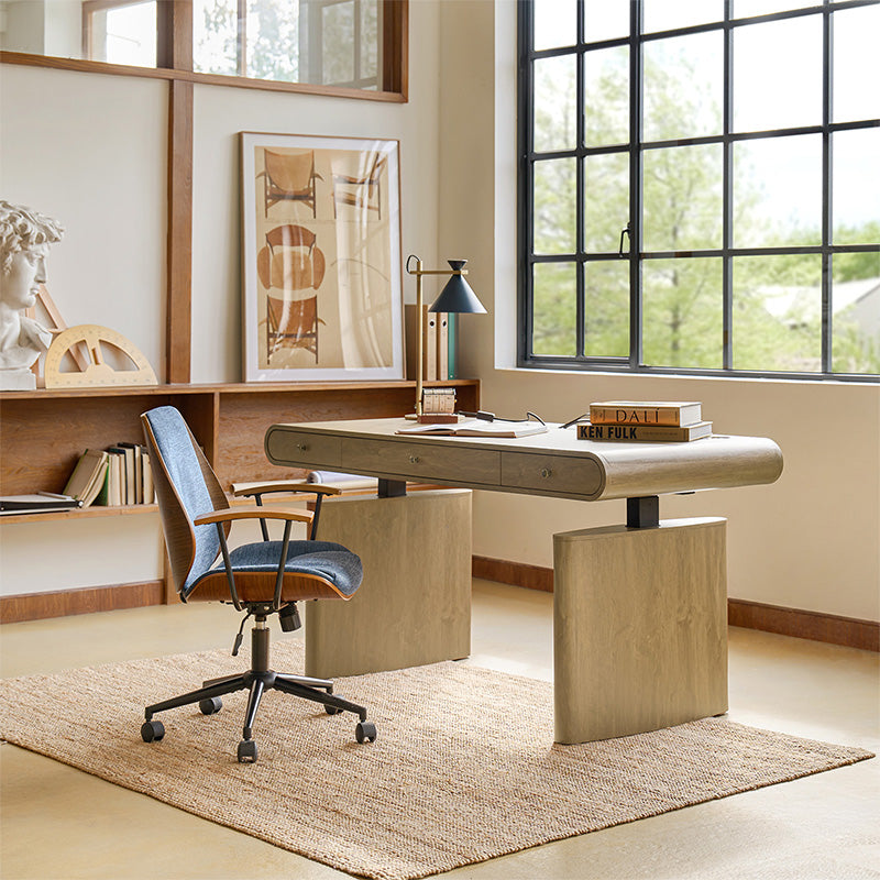 Louise Mid-century Modern Electric Adjustable Office Desk with Wireless Charging