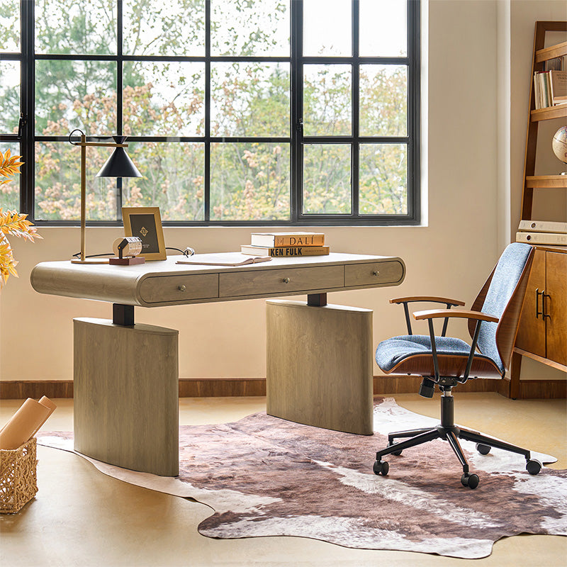 Louise Mid-century Modern Electric Adjustable Office Desk with Wireless Charging