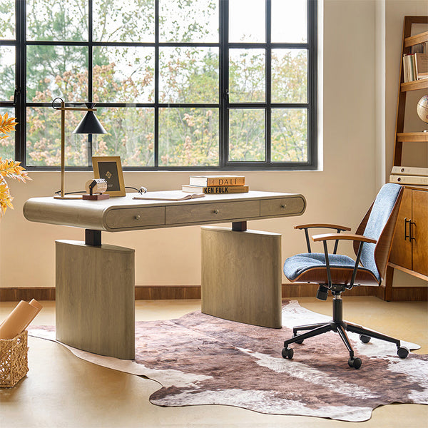 Louise Mid-century Modern Electric Adjustable Office Desk with Wireless Charging