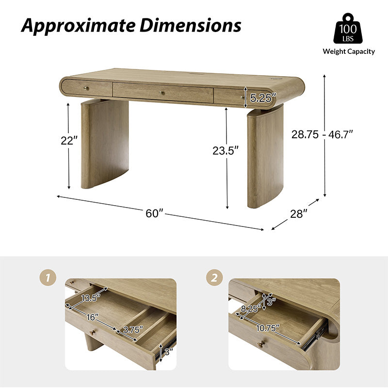 Louise Mid-century Modern Electric Adjustable Office Desk - HULALA HOME