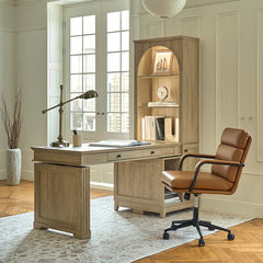 Derrus Electric Home Office Desk with Bookcase and LED Lighting