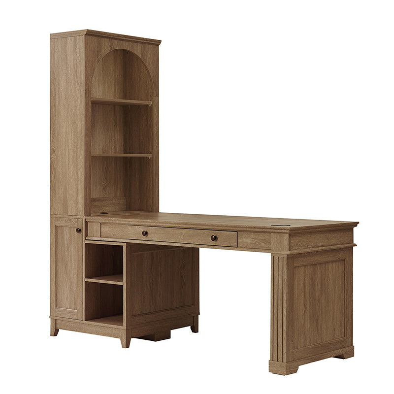 Derrus Electric Home Office Desk with Bookcase and LED Lighting