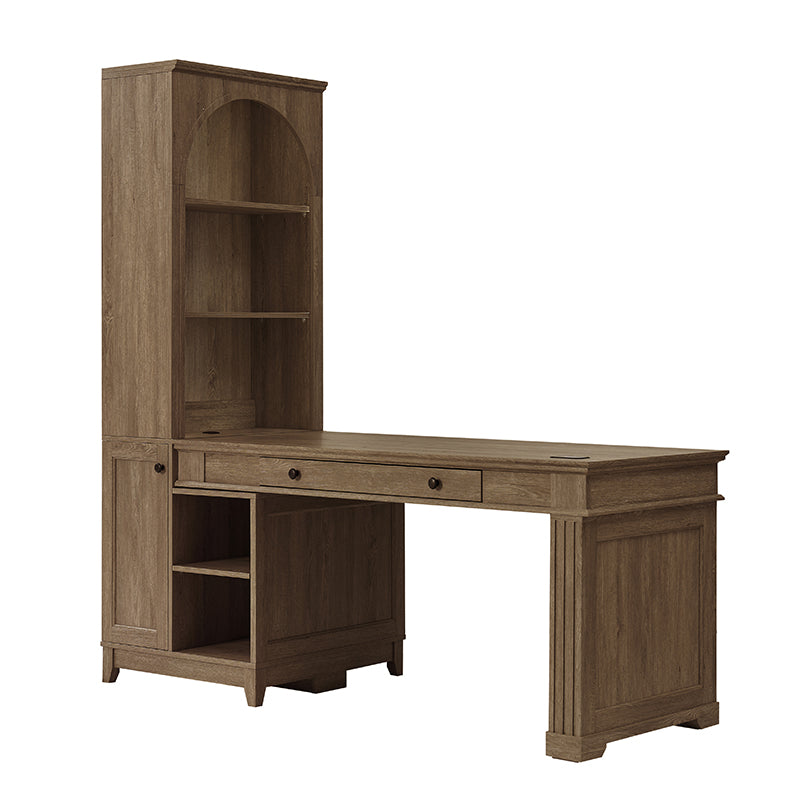 Derrus Electric Home Office Desk with Bookcase and LED Lighting