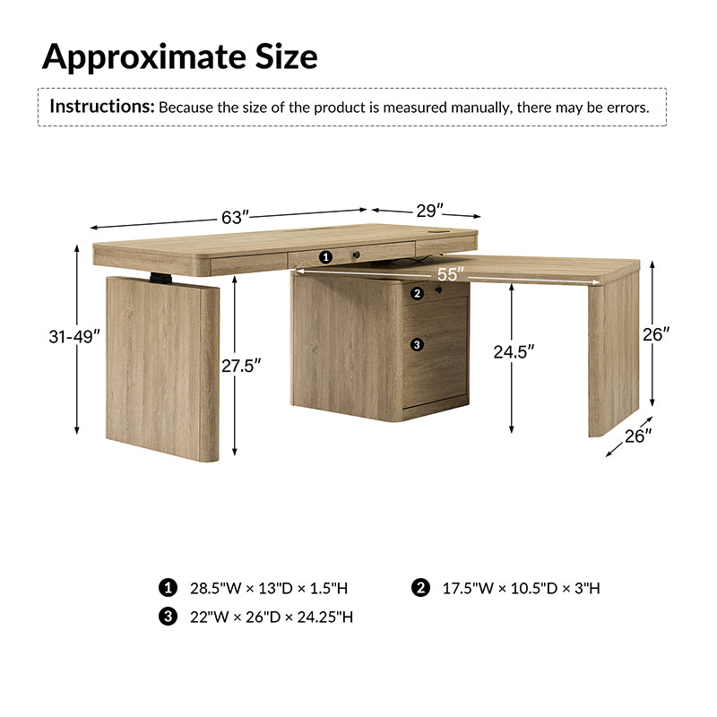 Toisha Home Office 360-Degree Rotating Desk with Flip-Top Lid